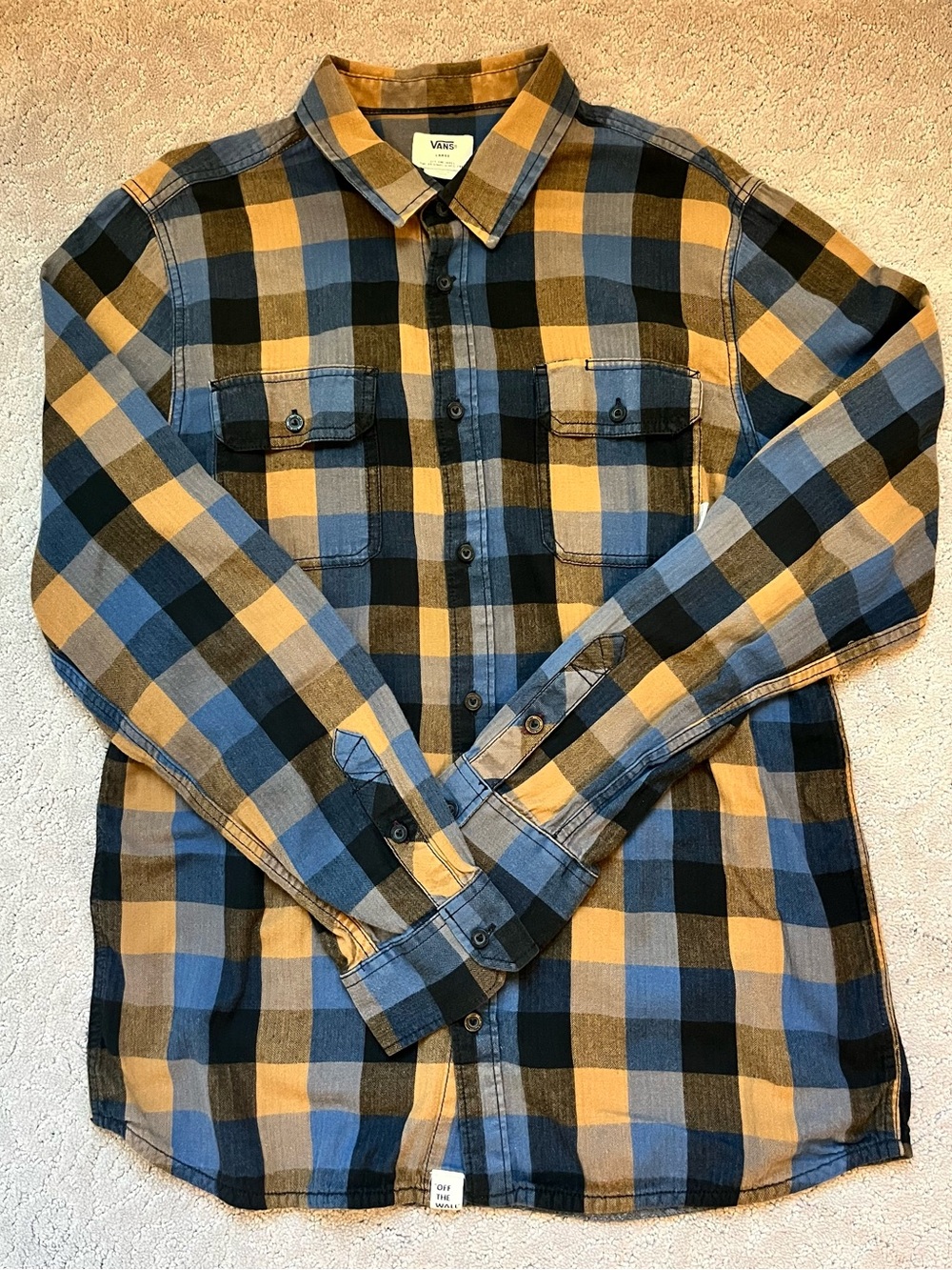 Vans Men's Blue, Yellow & Black Plaid Button-Down Shirt